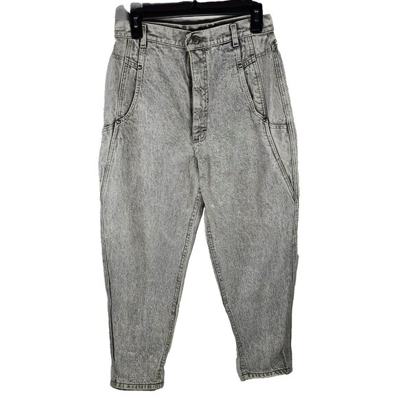 Vintage Lee High Rise Mom Jeans Women's Size 28x29" Light Gray Stone Wash - Picture 1 of 11